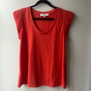 Coral Cap-Sleeved Shirt, LOFT, size L